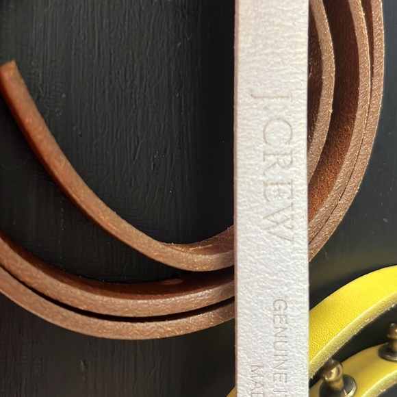S/3 J. Crew Narrow Leather Belts Brown White Yellow - Picture 8 of 10